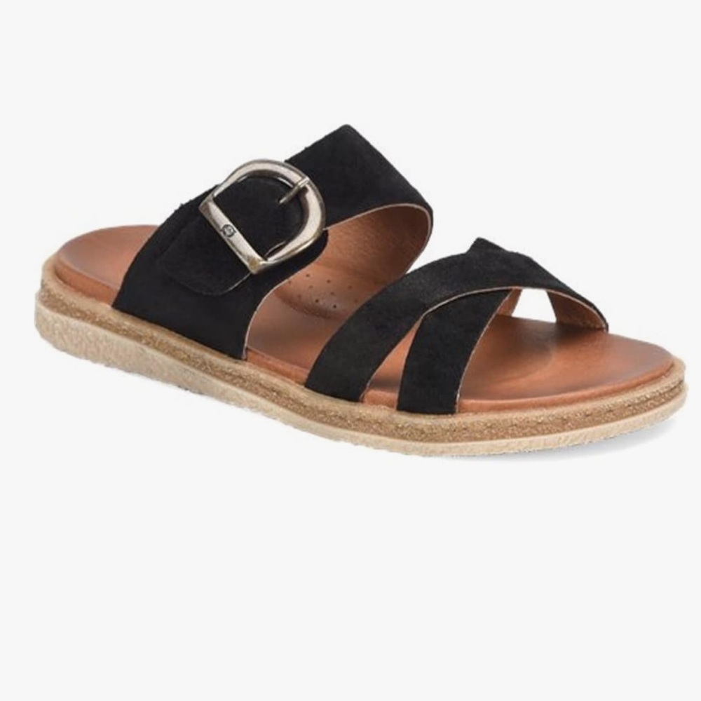 BORN Women's Caite Slip On Sandals‎ Black Distressed - 8